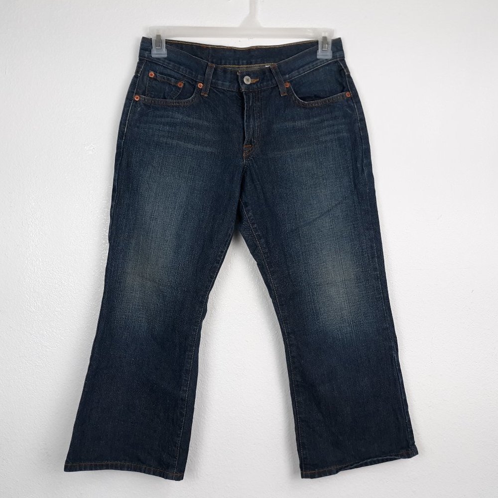 Lucky Brand Dungarees Women's Wide Leg Jeans Size 28 Crop Medium Wash Blue Denim